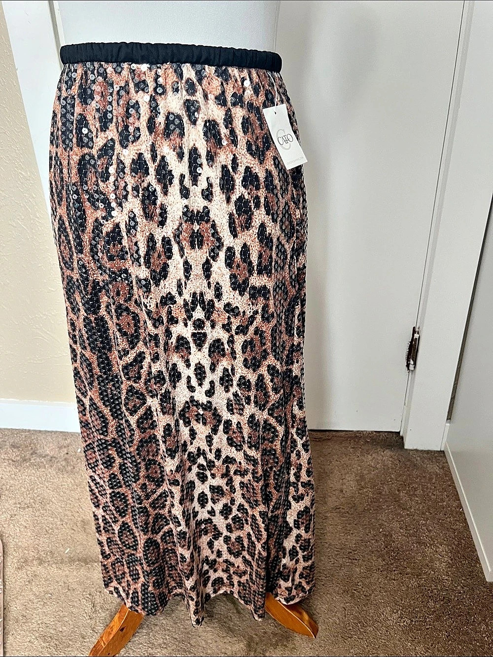Cato Leopard Sequin Maxi Skirt Size Large NWT - Picture 2 of 8
